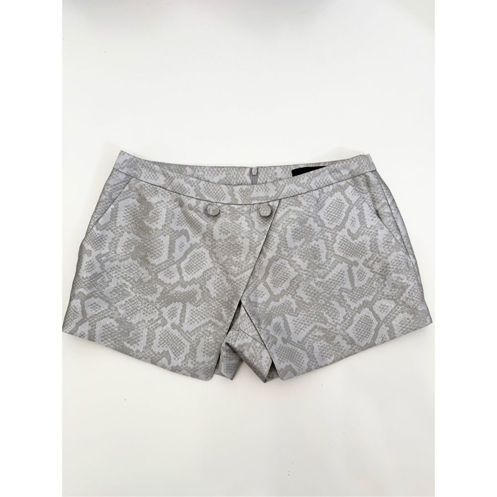 Jenni Kayne Faux Wrap‎ Silver Gray Snakeskin Print Silk Blend Short Size 4